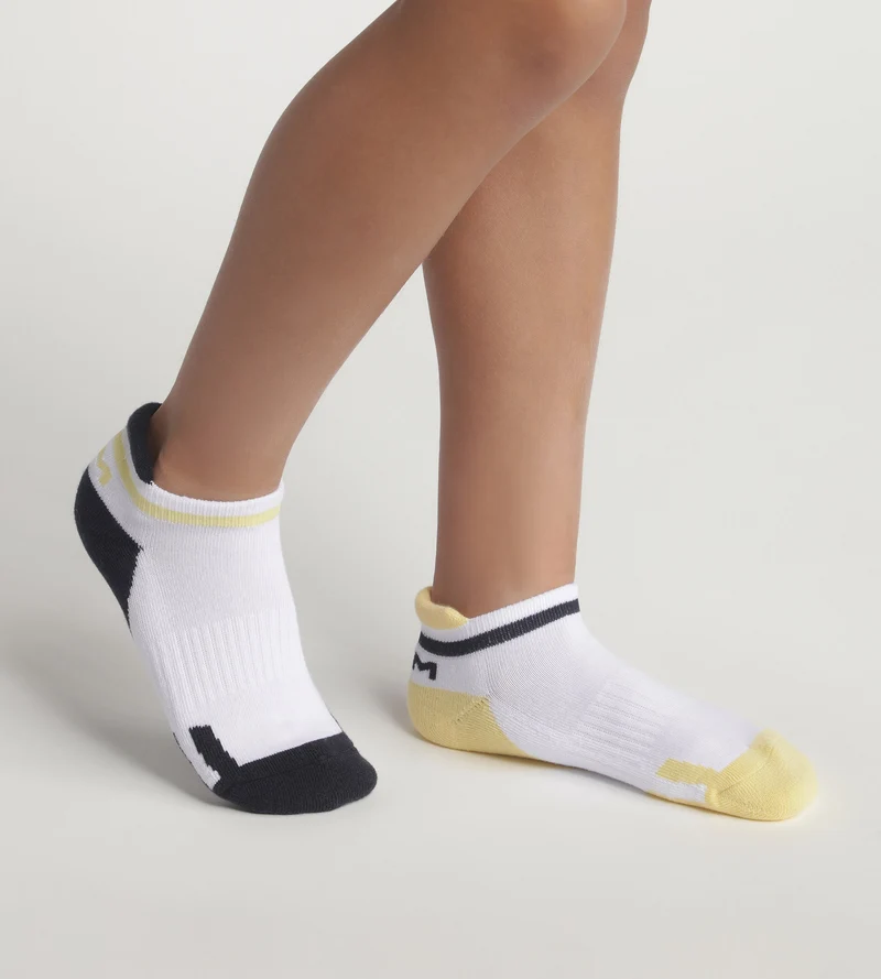 Lot de 2 paires de chaussettes unisexe retro Marine Jaune Dim Sport
