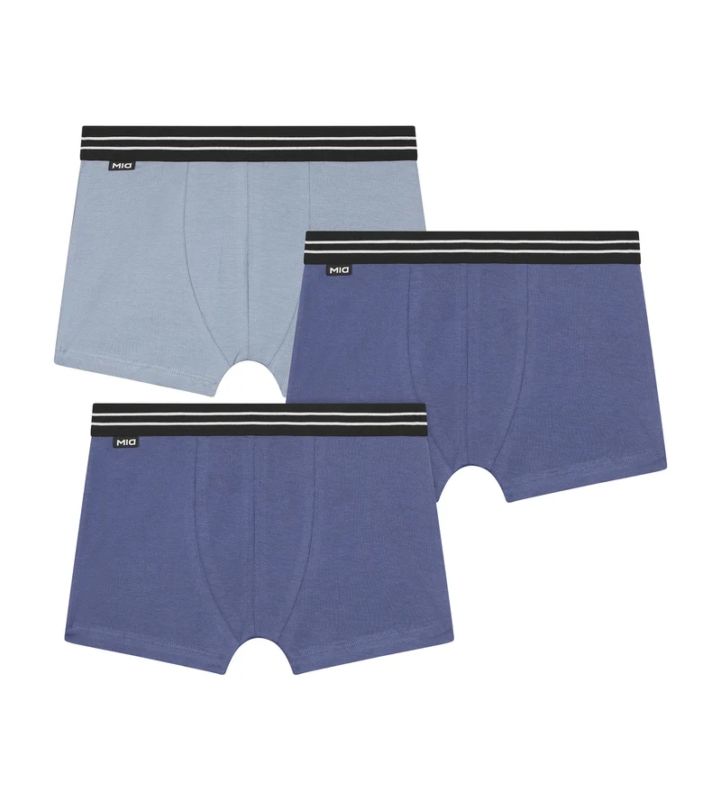 Lot de 3 boxers garçon en coton stretch Bleu Ecodim
