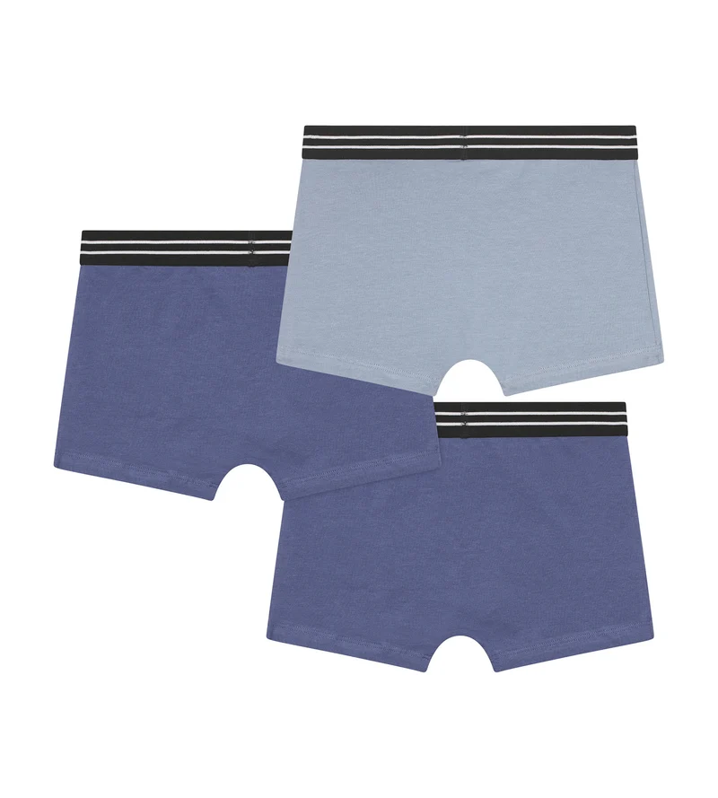 Lot de 3 boxers garçon en coton stretch Bleu Ecodim