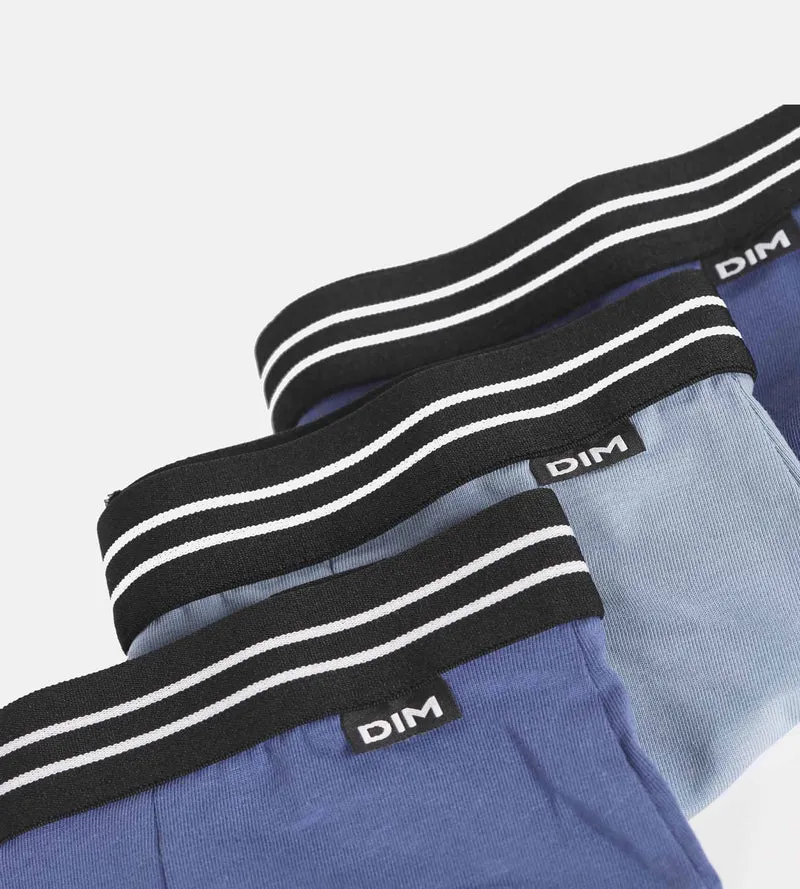 Lot de 3 boxers garçon en coton stretch Bleu Ecodim