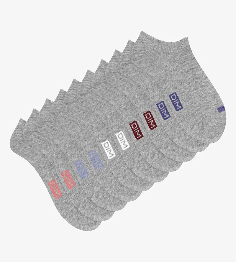 Lot de 5 paires de socquettes femme en coton Gris Clair EcoDim
