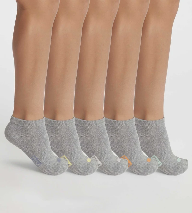 Lot de 5 paires de socquettes unisexes coton Gris à vignettes EcoDim