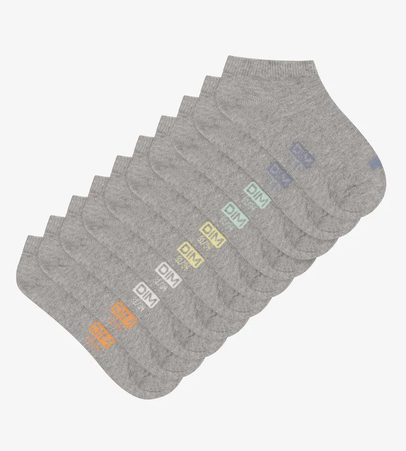 Lot de 5 paires de socquettes unisexes coton Gris à vignettes EcoDim