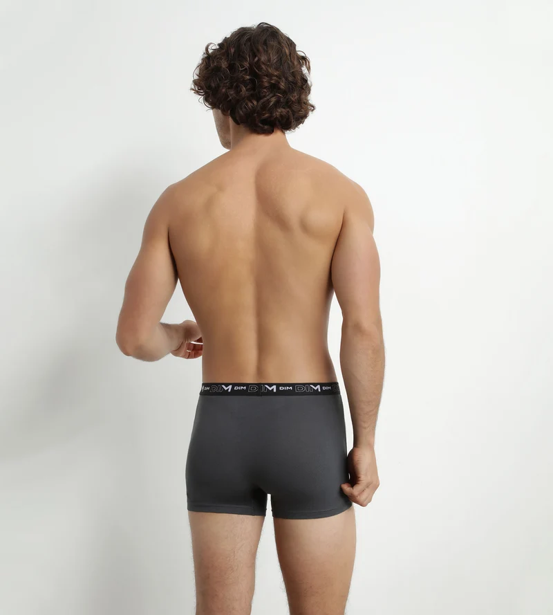 Lot de 3 boxers homme en coton Noir Gris Dim Coton Stretch
