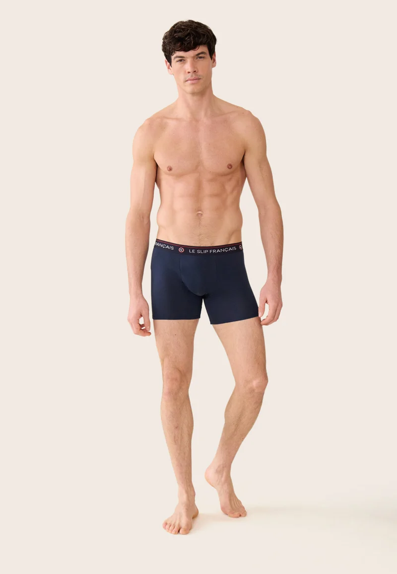 Boxer long marine en coton - Redoutable Long Marine