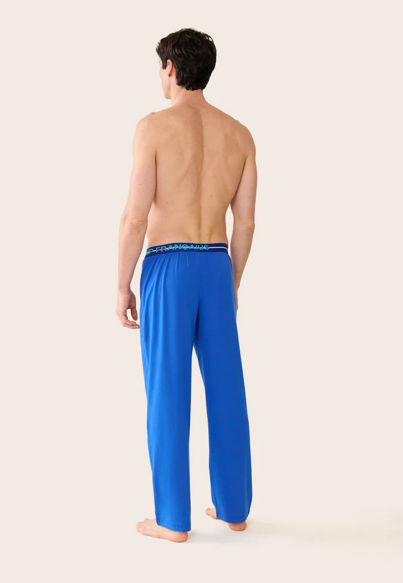 Bas de pyjama long homme bleu en coton - Indomptable Bleu Nautique