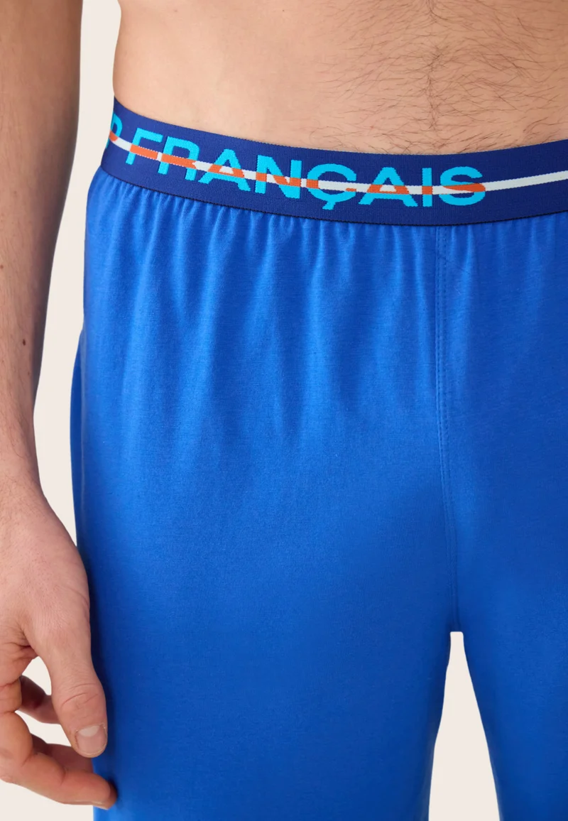 Bas de pyjama long homme bleu en coton - Indomptable Bleu Nautique