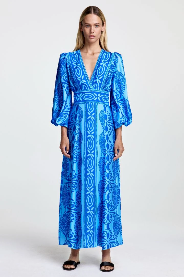 Robe longue croisée avec imprimé bohème