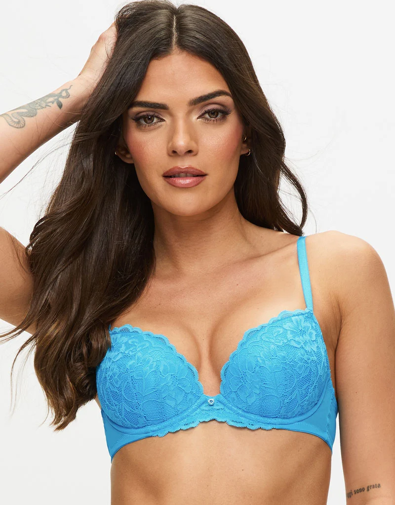 Ann Summers Sexy Lace Padded Plunge Bra Aqua Blue