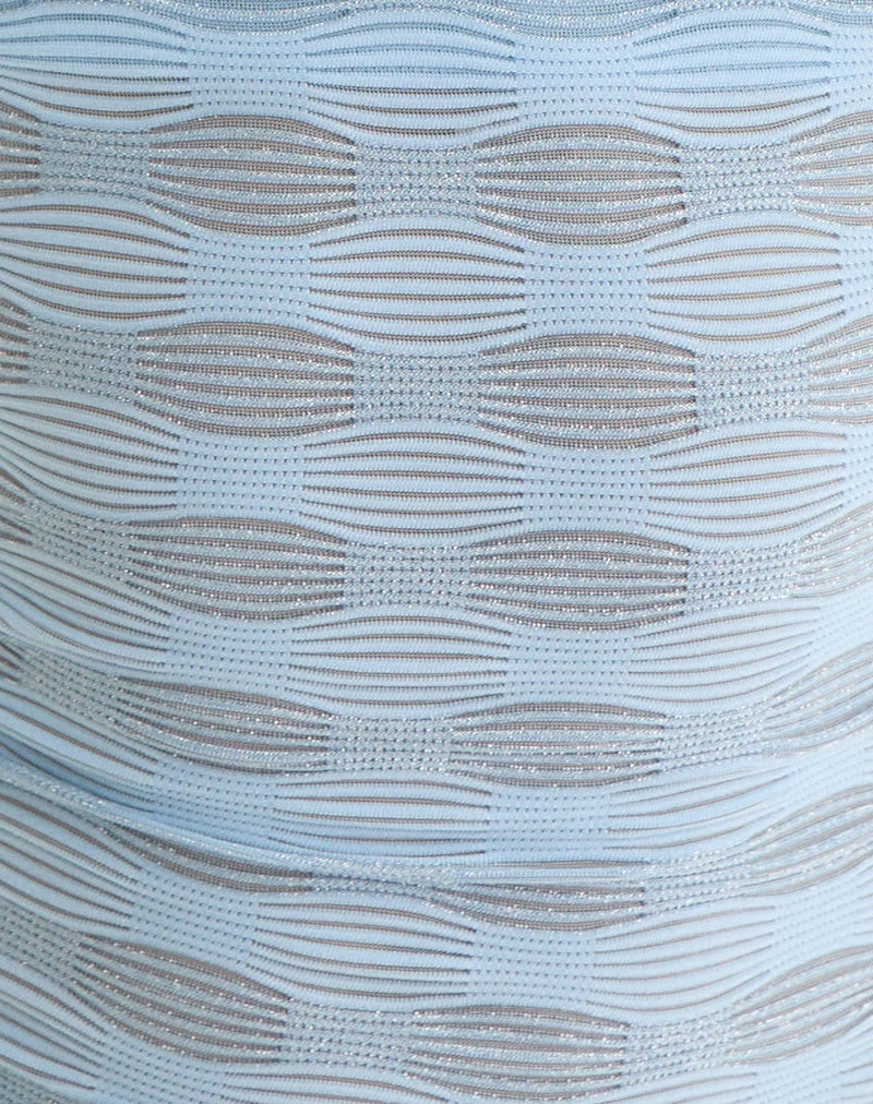 Haut à découpes Ottilia en maille texturée bleue
