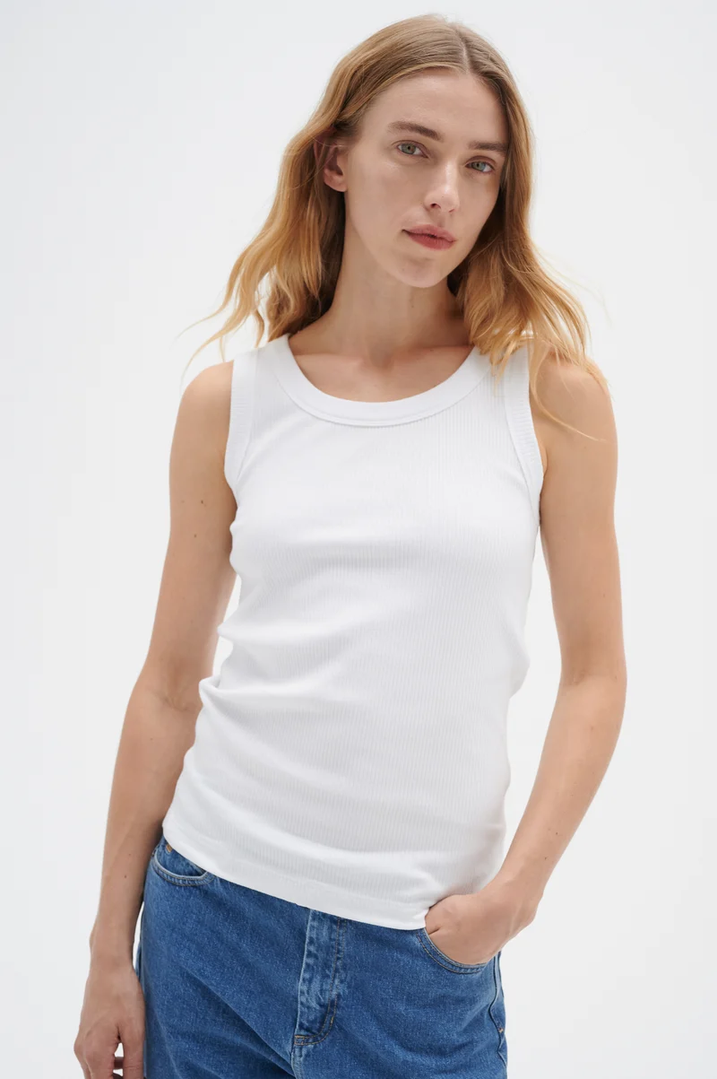Camisole côtelée avec col rond Dagna