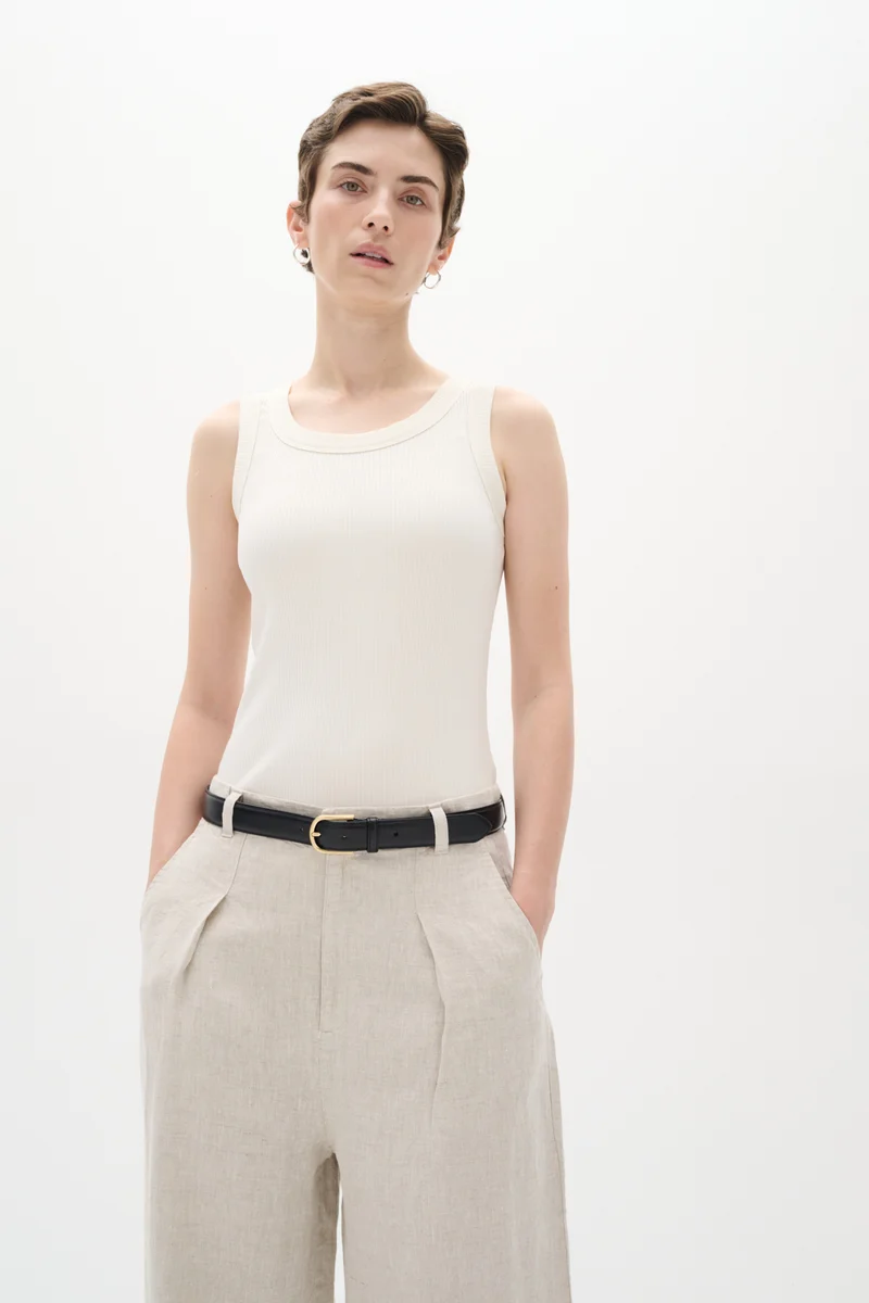 Camisole côtelée avec col rond Dagna