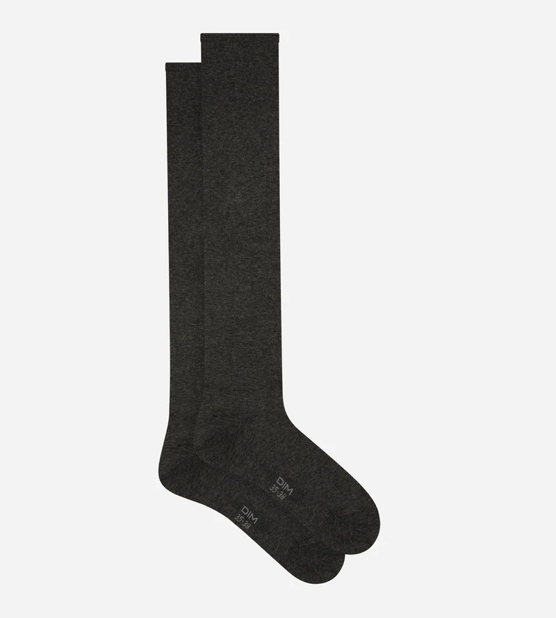 Chaussettes maxi hautes pour femme en coton Anthracite Chiné Dim