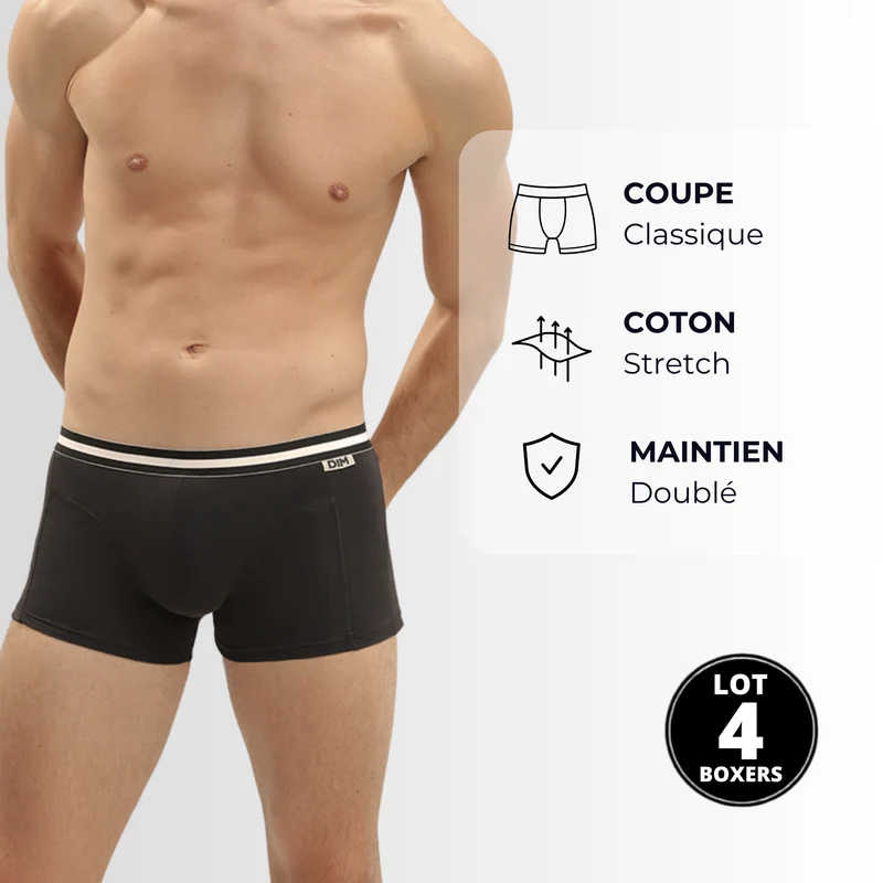 Lot de 4 boxers noirs ECODIM Coton