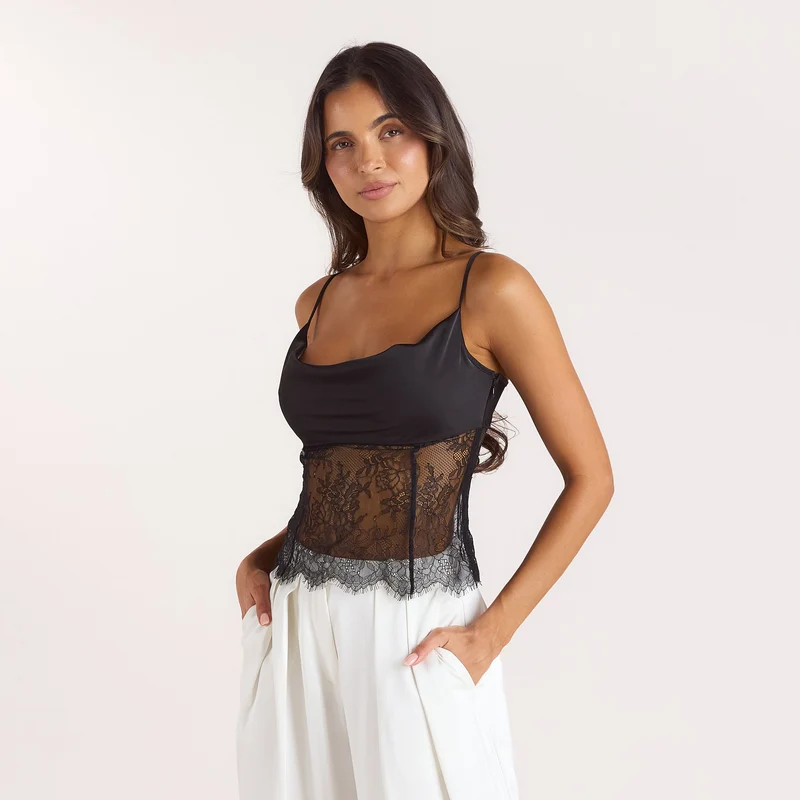 Caraco Satiné - Noir