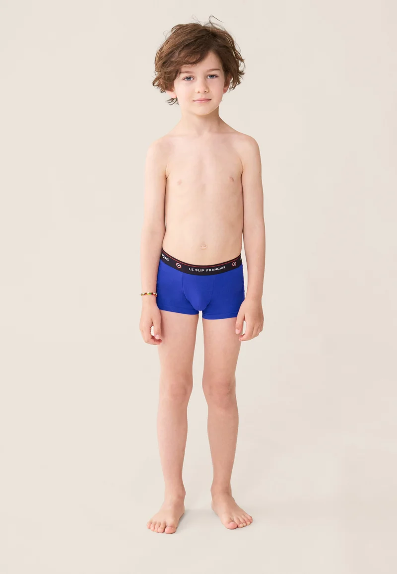 Boxer enfant bleu en coton - Petit Joseph Bleu Nautique