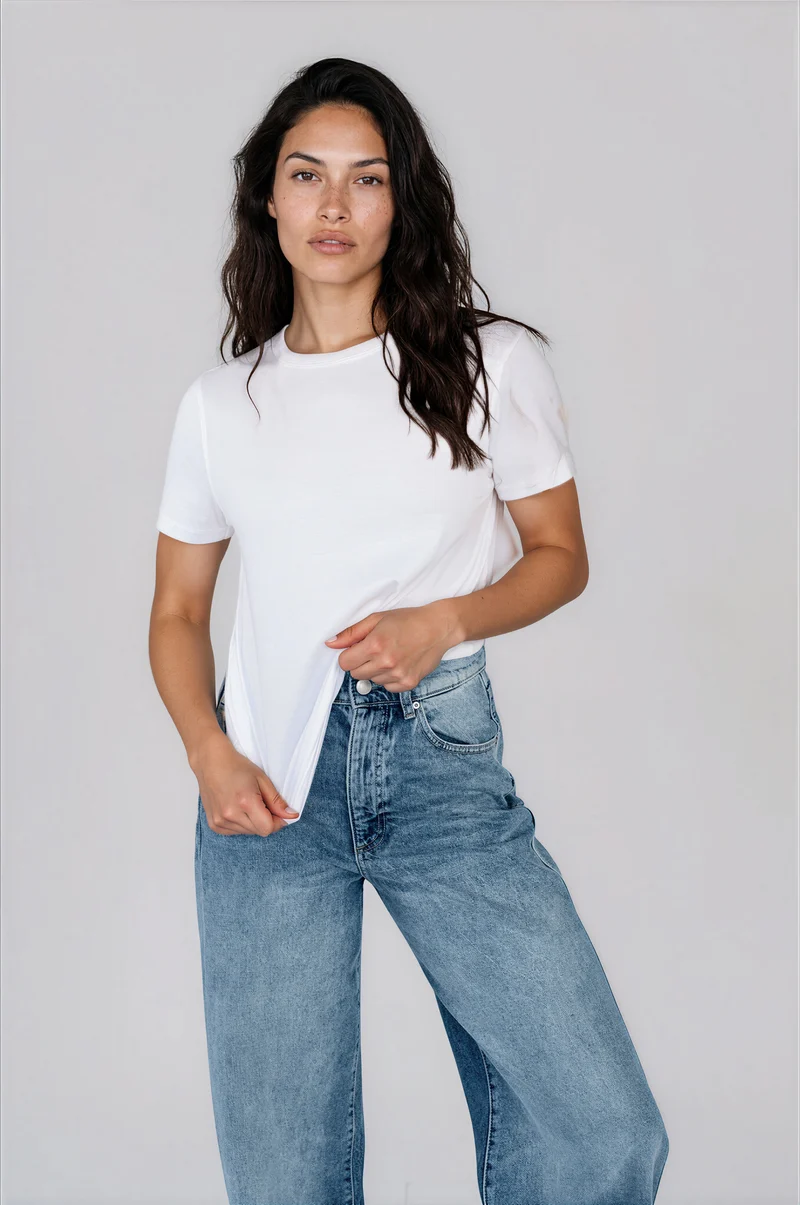T-shirt droit Lily - Blanc - Avec Style Studio