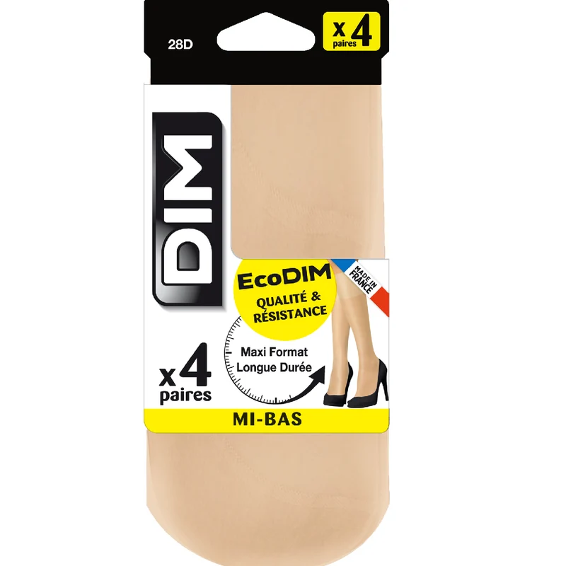 Lot de 4 mi-bas daim EcoDIM semi-opaques 28D