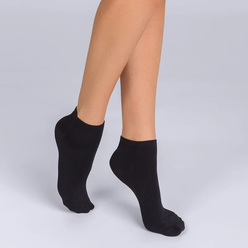 Lot de 2 socquettes courtes noires Skin Femme