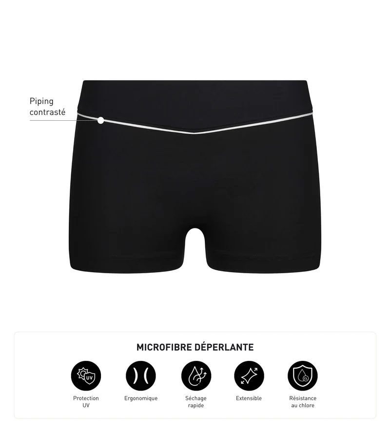 Shorty de bain femme en microfibre Noire Dim Move