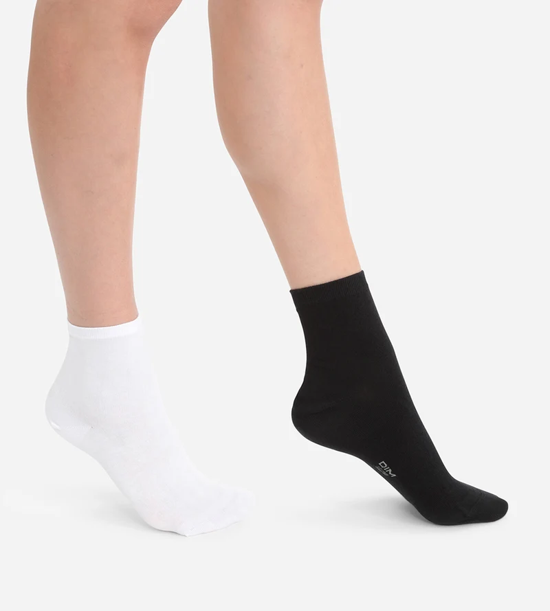 Lot de 2 paires de socquettes en coton blanches et noires