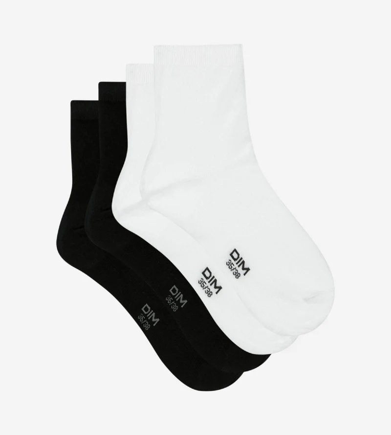 Lot de 2 paires de socquettes en coton blanches et noires