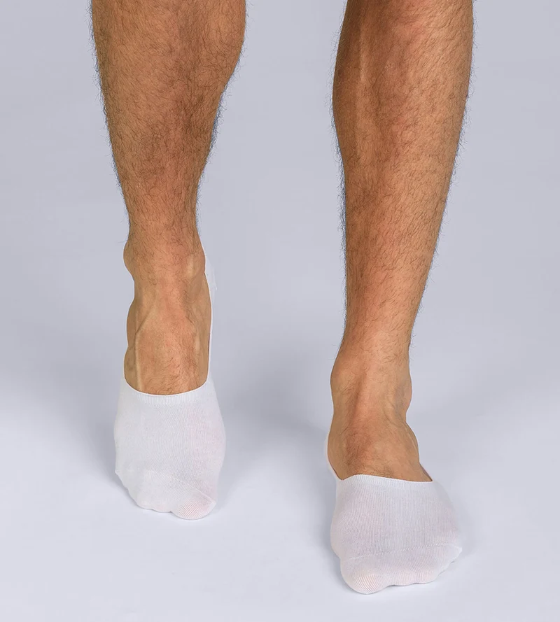 Lot de 2 protège-pieds blanc Homme Basic Coton