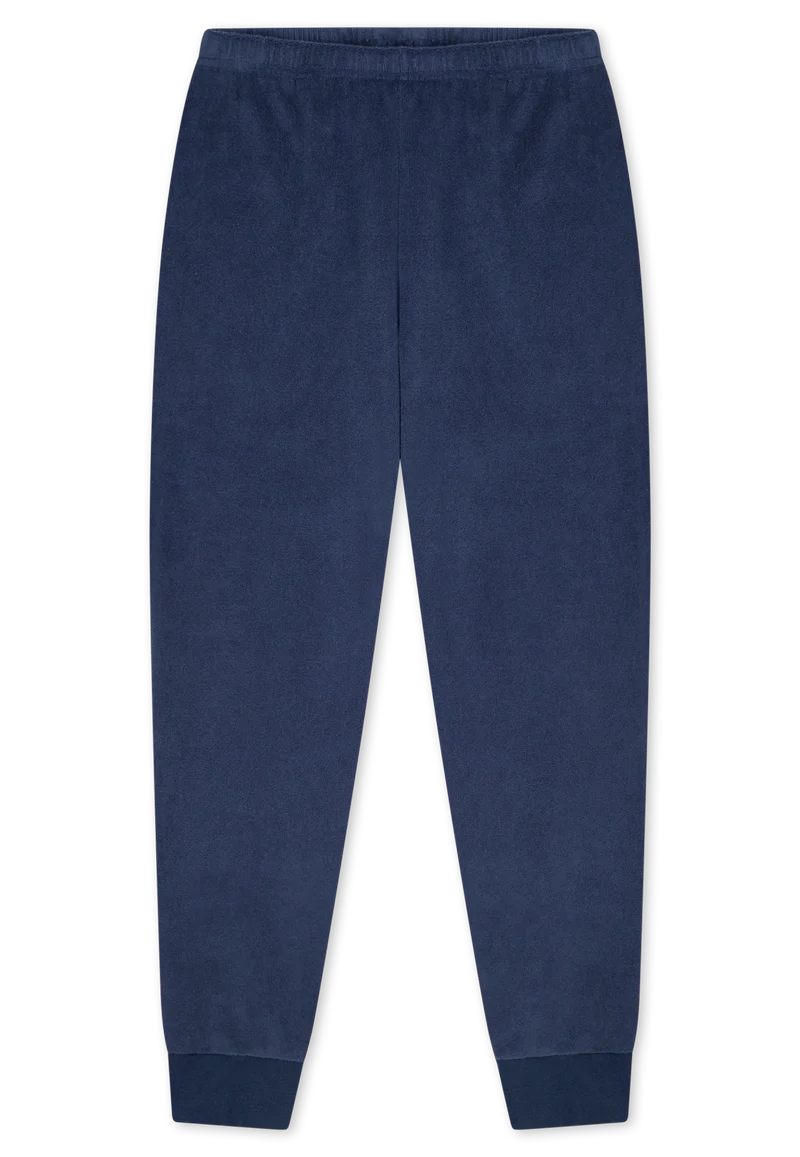 Schlafanzug mit Bündchen Blau/Oliv gemustert - Nightwear