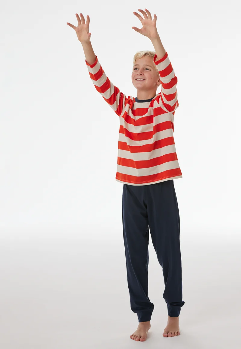 Schlafanzug mit Bündchen Bunt gestreift - Nightwear