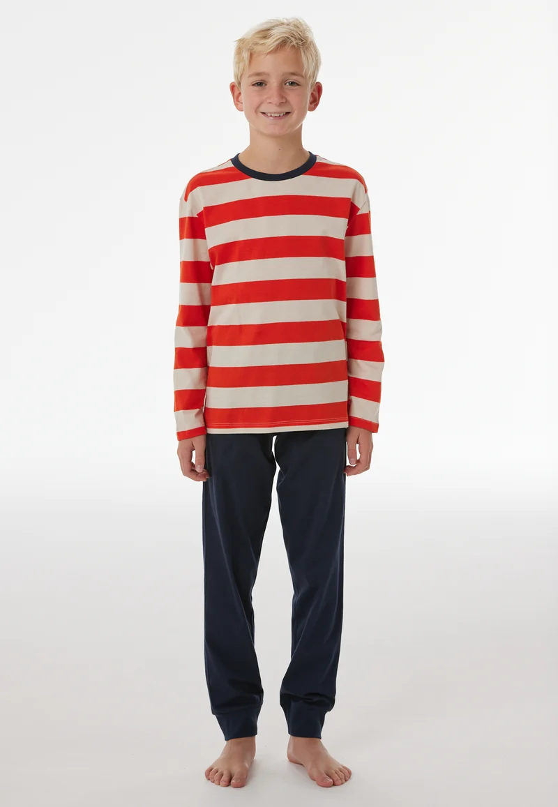 Schlafanzug mit Bündchen Bunt gestreift - Nightwear