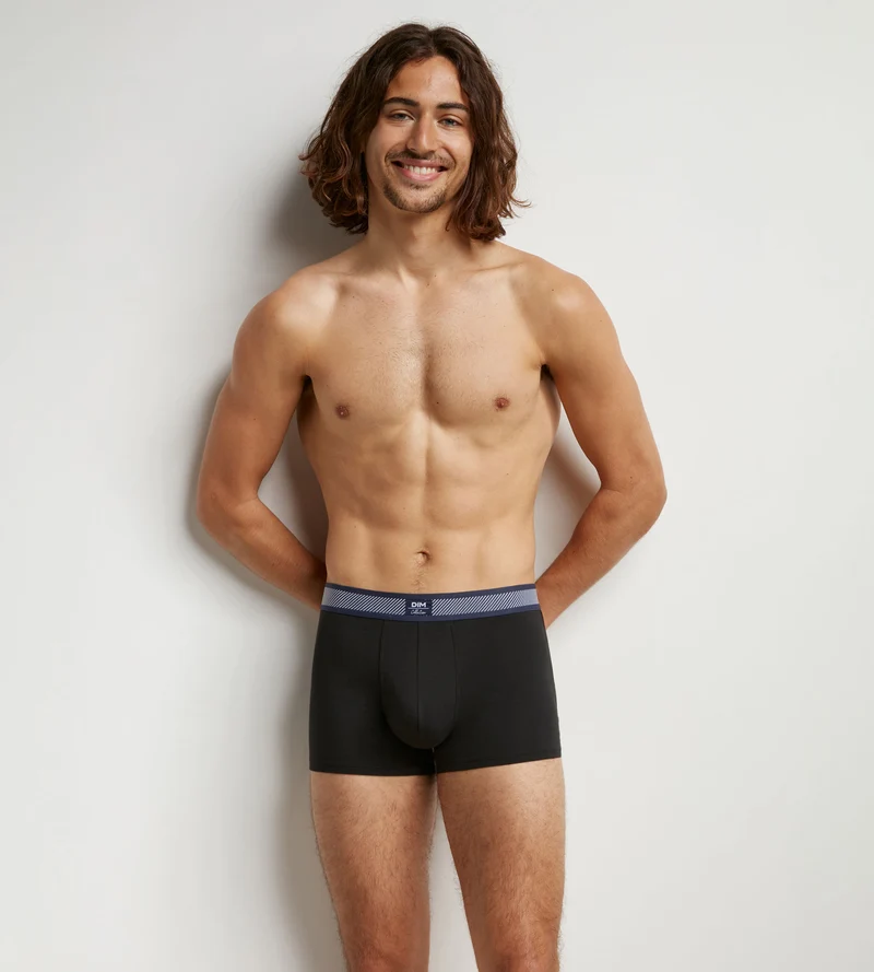 Boxer homme en coton modal à ceinture rayée Noir Dim Smart