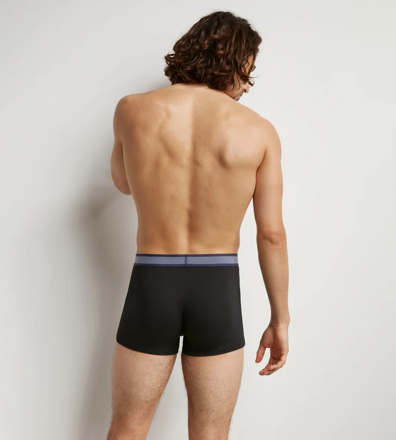 Boxer homme en coton modal à ceinture rayée Noir Dim Smart