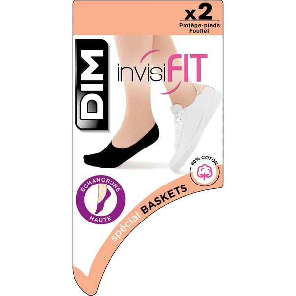 Lot de 2 protège-pieds noirs spécial baskets anti-odeurs InvisiFit 107D