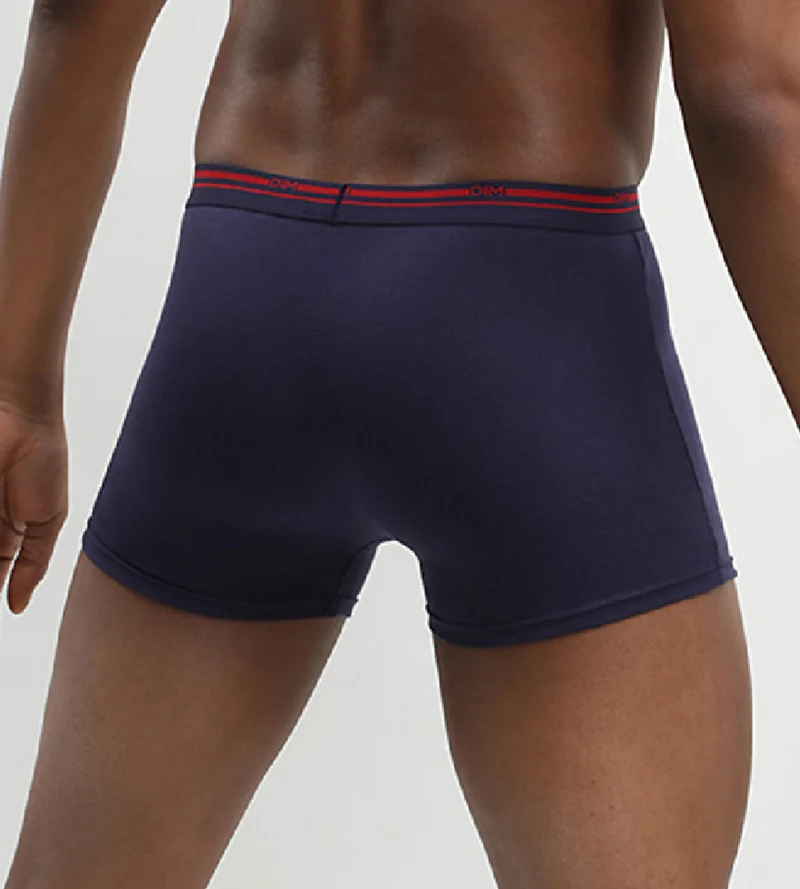 Lot de 3 boxers coton stretch Bleu Denim et Rouge Lave Daily Colors