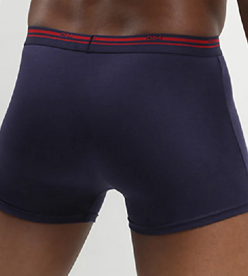 Lot de 3 boxers coton stretch Bleu Denim et Rouge Lave Daily Colors