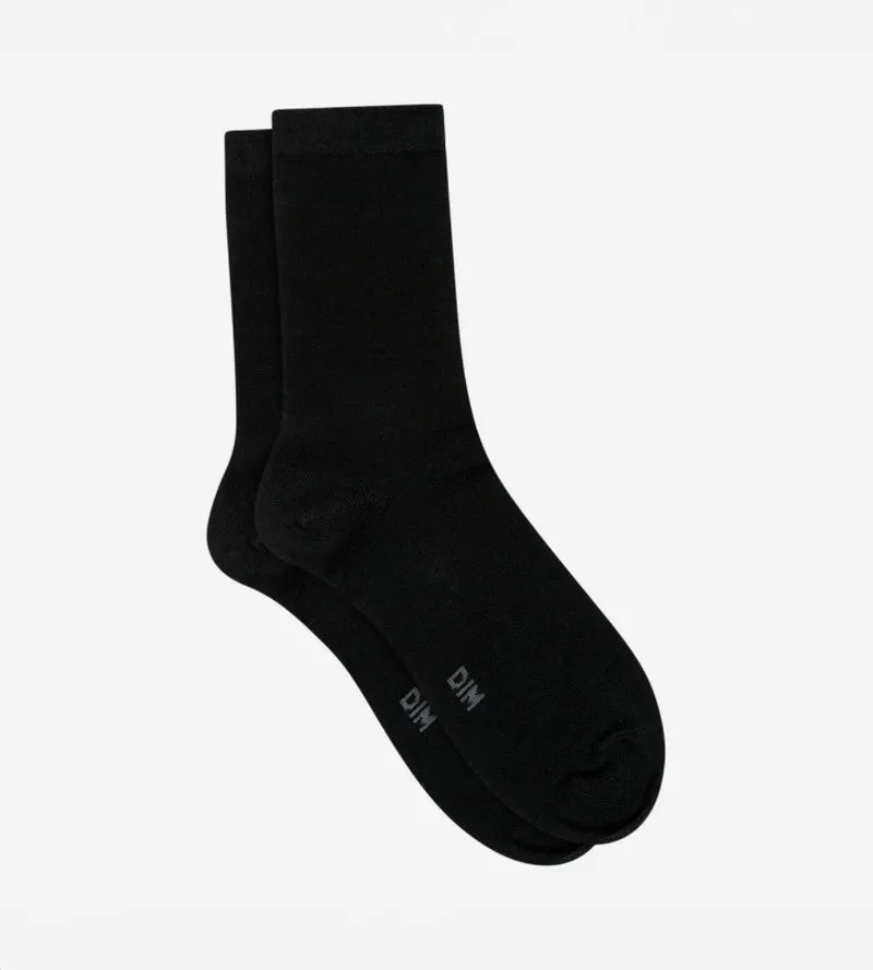 Chaussettes unies noires en laine douce Femme