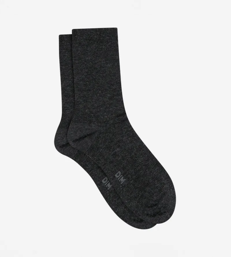 Chaussettes unies anthracite en laine douce Femme