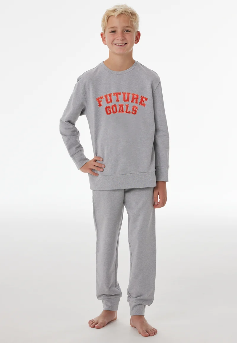 Schlafanzug mit Bündchen Grau - Nightwear