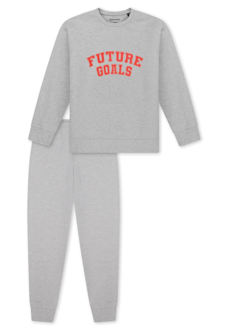 Schlafanzug mit Bündchen Grau - Nightwear