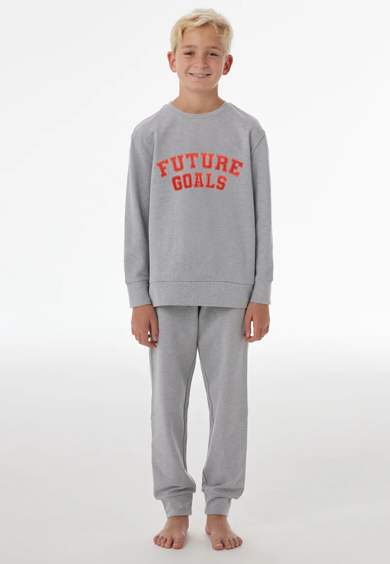 Schlafanzug mit Bündchen Grau - Nightwear