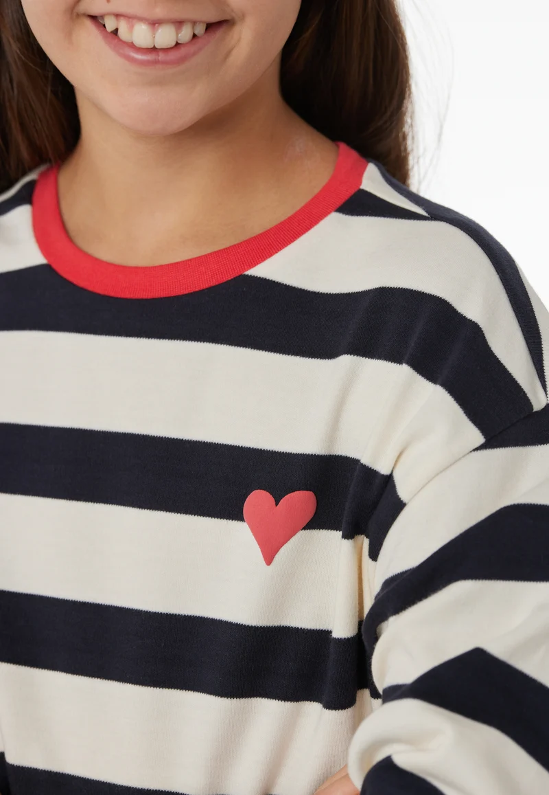Schlafanzug mit Bündchen Dunkelblau/Weiss gestreift - Nightwear