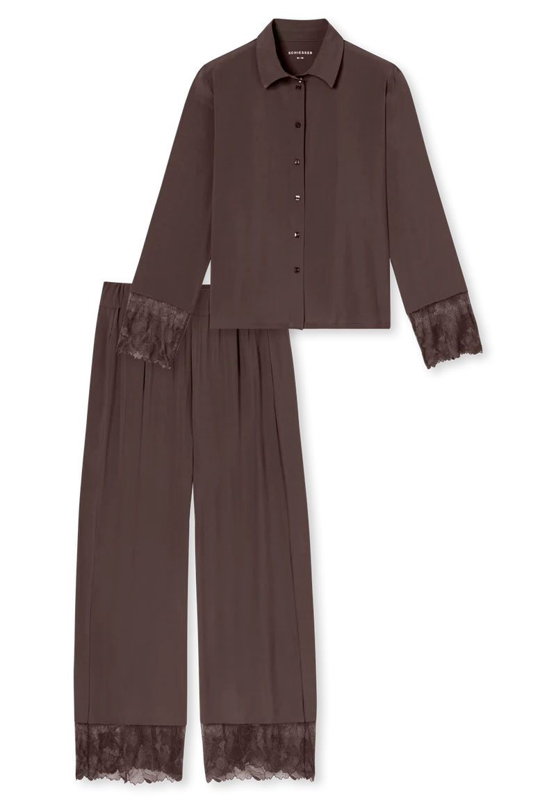 Pyjama mit Spitze Braun - Modern Lace
