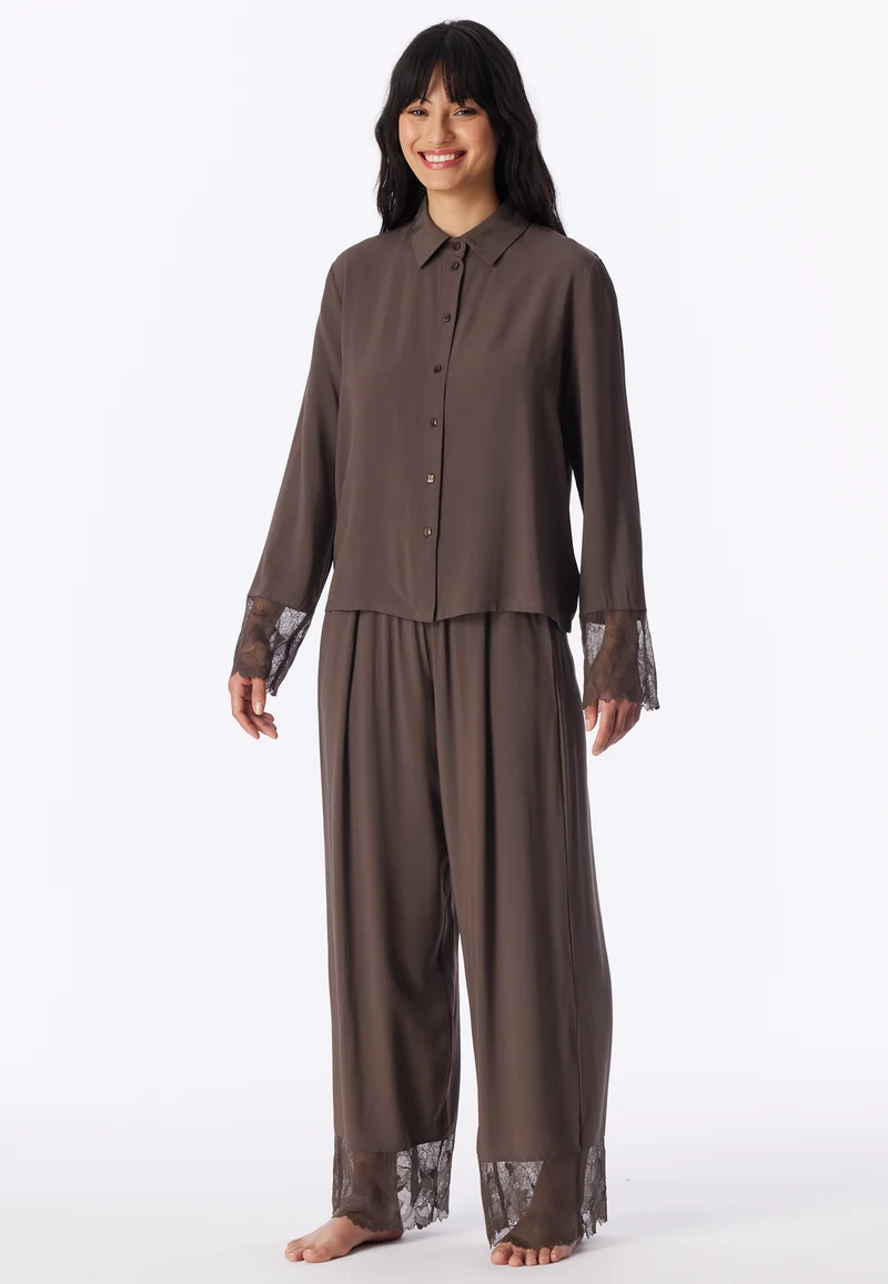 Pyjama mit Spitze Braun - Modern Lace