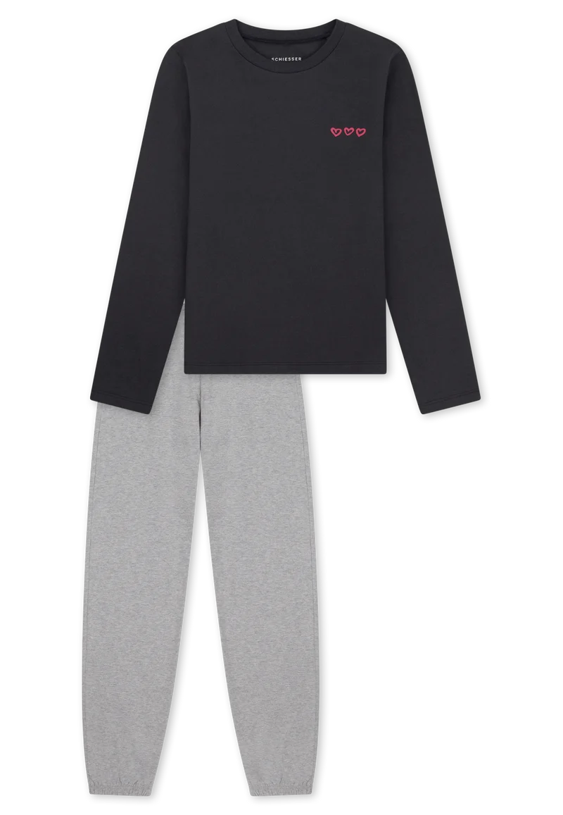 Schlafanzug mit Bündchen Dunkelblau/Grau - Nightwear
