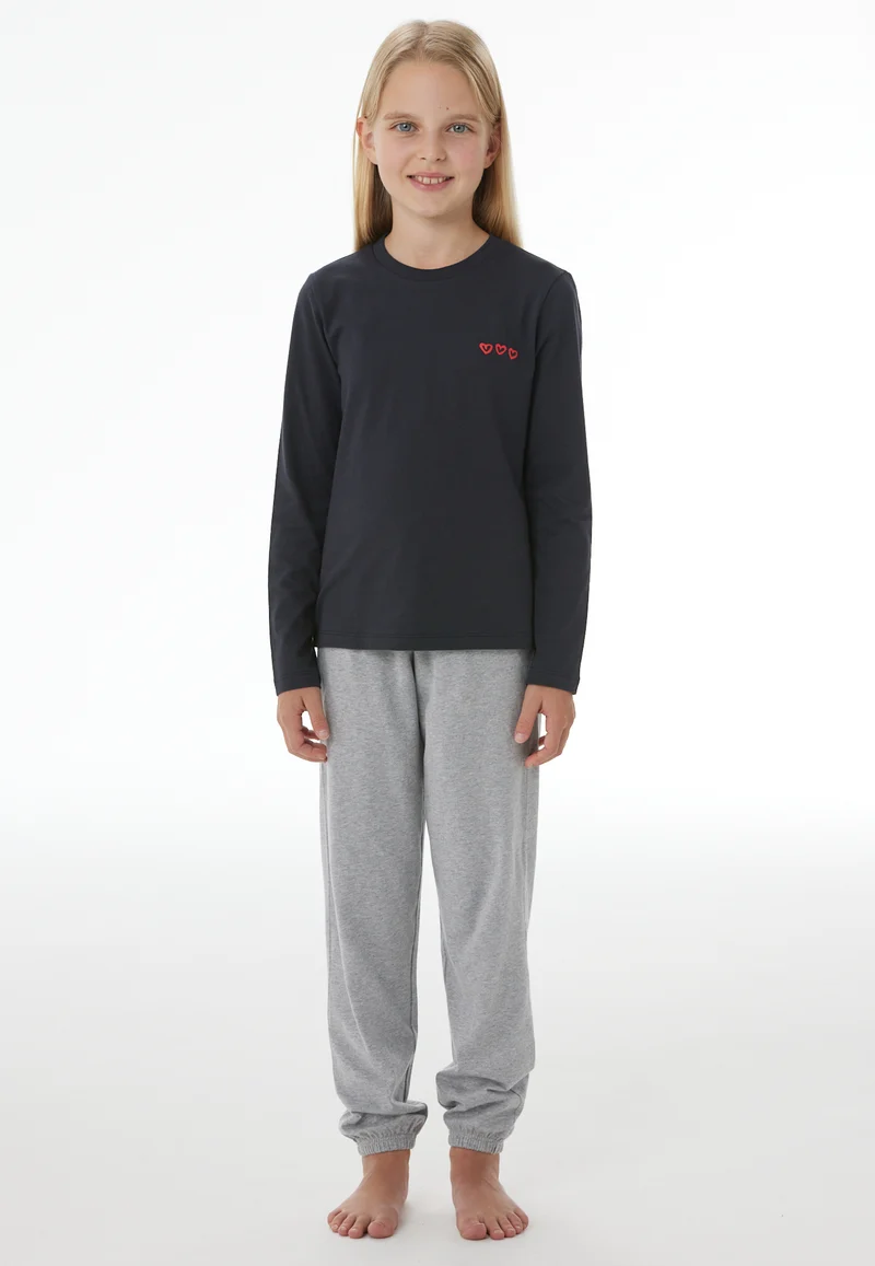Schlafanzug mit Bündchen Dunkelblau/Grau - Nightwear