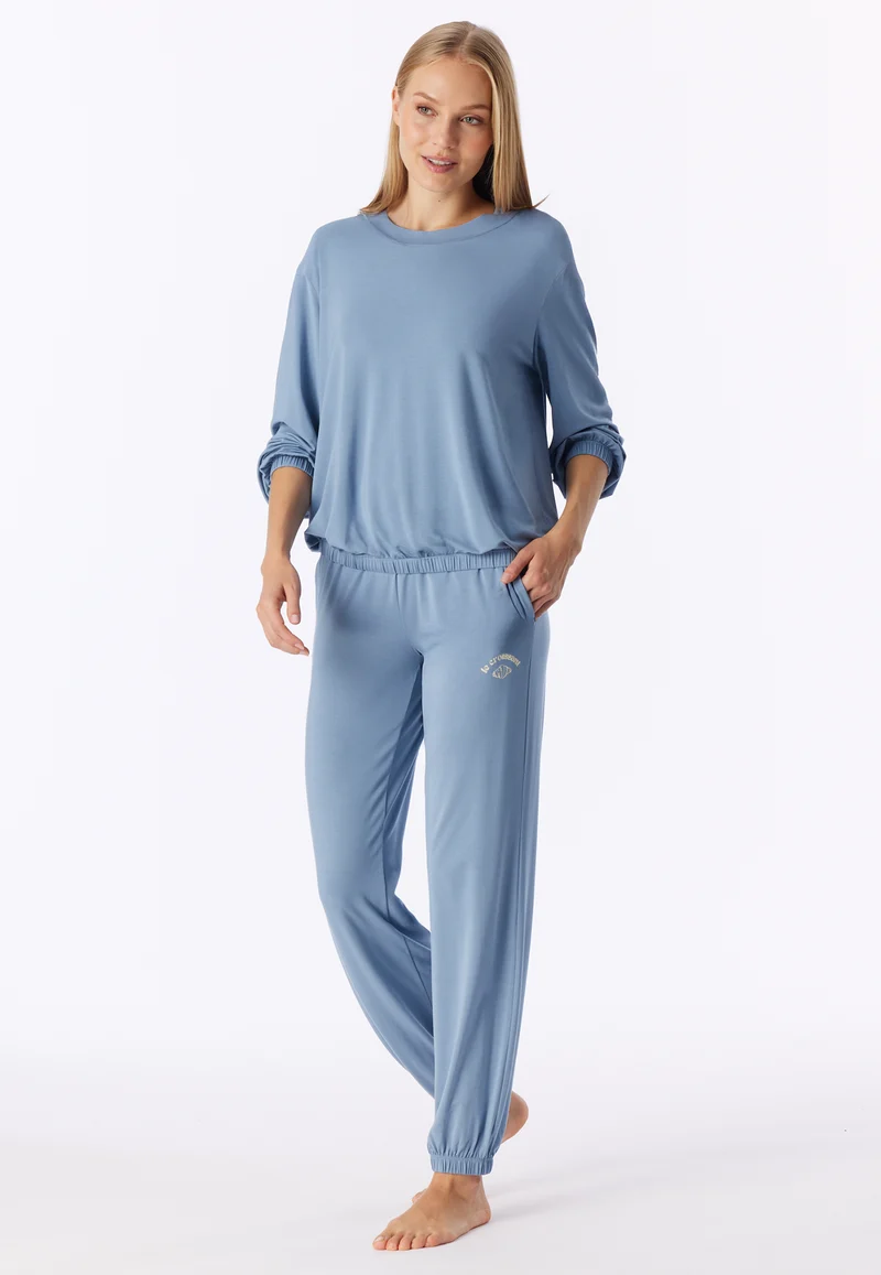 Lounge Set mit Bündchen Blau - Casual Fashion