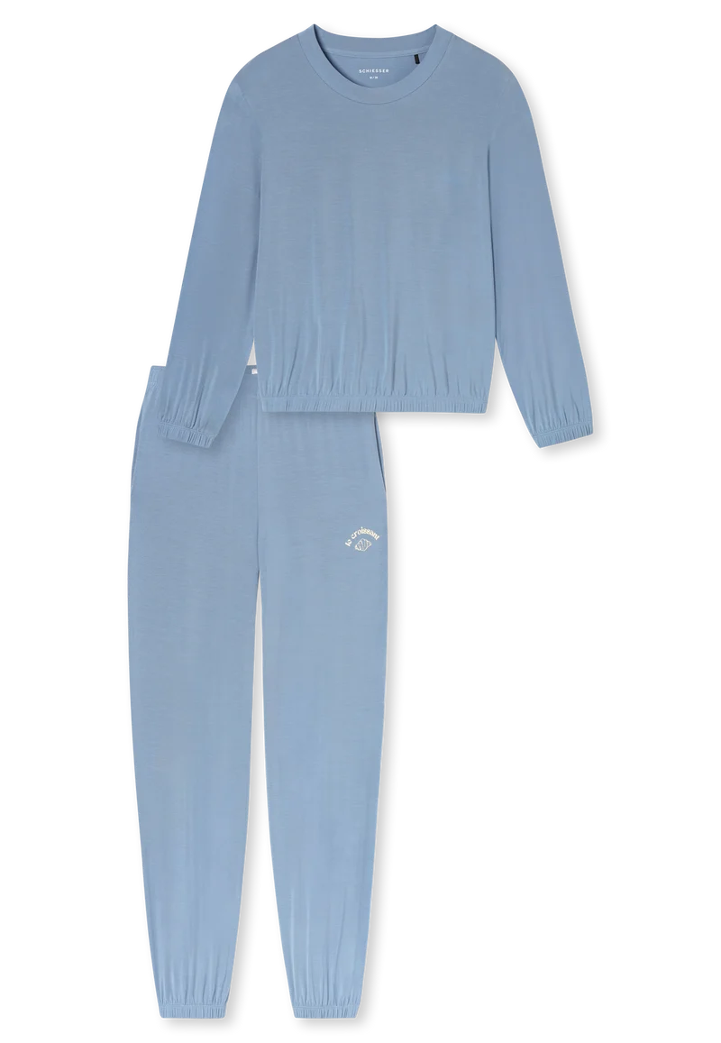 Lounge Set mit Bündchen Blau - Casual Fashion