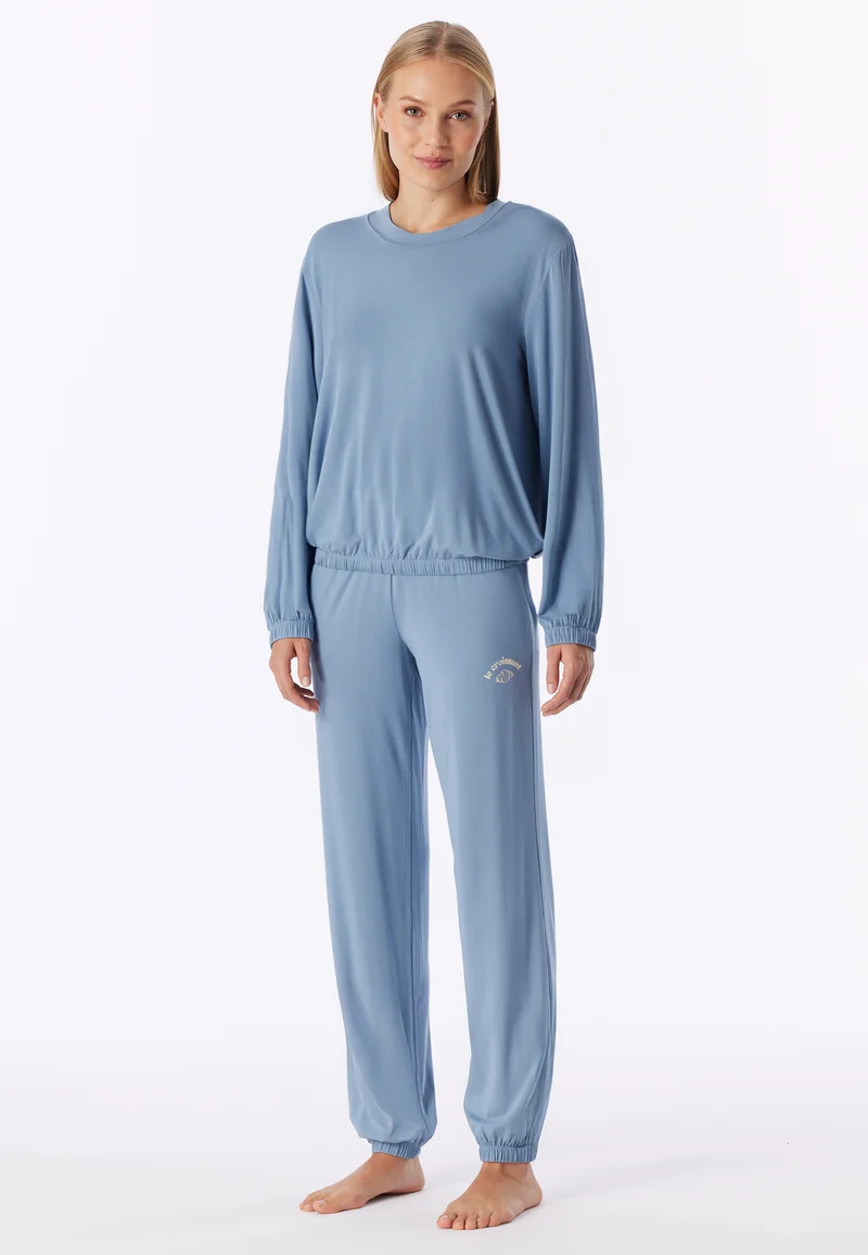 Lounge Set mit Bündchen Blau - Casual Fashion