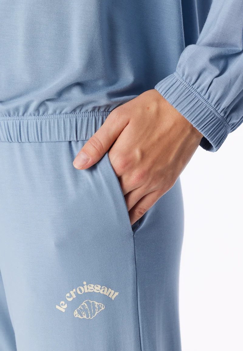 Lounge Set mit Bündchen Blau - Casual Fashion