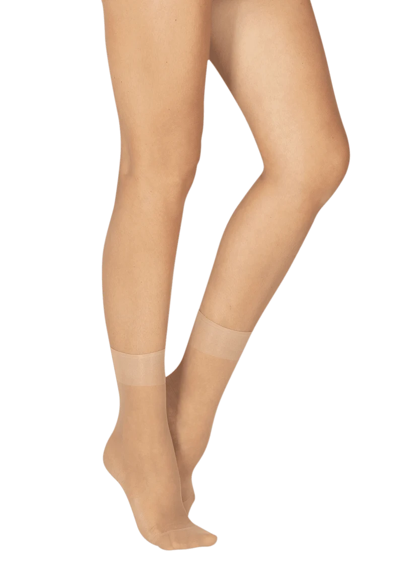 Lot de 2 paires de Socquettes Transparentes 15D Contact Voile Lycra - Sable